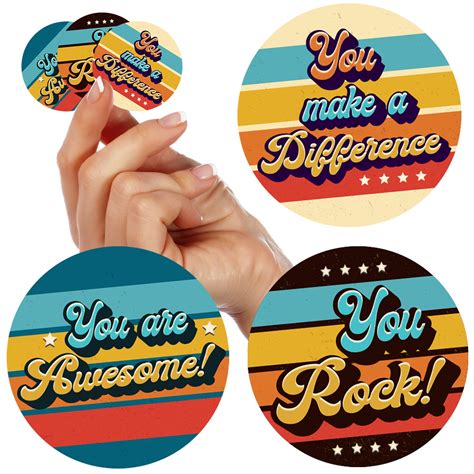 500 Kudos Appreciation Stickers 1 5 Retro You Are Awesome | Desertcart ...