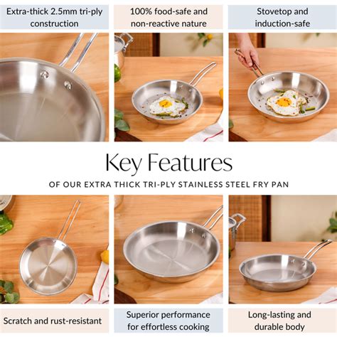 Extra Thick Tri Ply Stainless Steel Fry Pan 1750ml Online - Premium ...