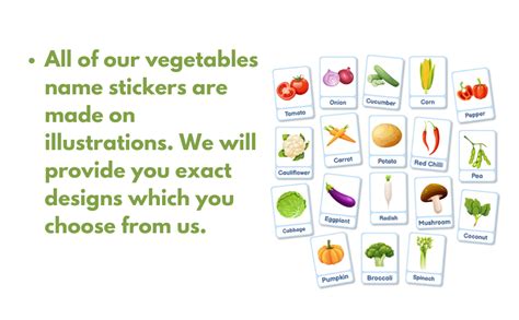 Thinking how Vegetables Name with Pictures Sticker for Kids Educational ...
