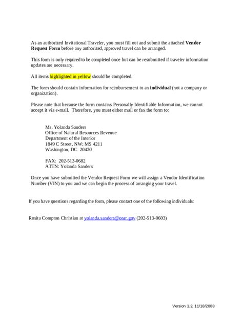 Vendor Request - doi.gov Doc Template | pdfFiller