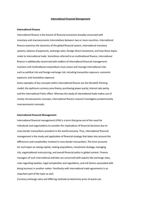 Gfm 2 - Short note - International Financial Management International ...