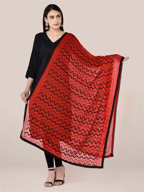 Black & Red Dupatta, Dupatta for women, chunni, chiffon dupatta ...