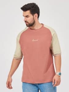 MANIAC Colorblock Men Round Neck Brown T-Shirt - Buy MANIAC Colorblock ...