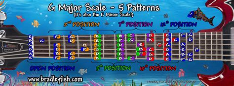 The G Major Scale and E Natural Minor Scale on Guitar - Full Color ...