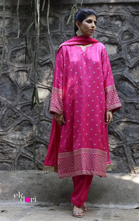 Mashru Co-ord Set in Pink : Buy Salwaar Kurta Dupatta Festive Co-ord ...