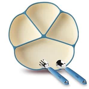 Cubkins Silicon's Suction Plate with Stainless Steel Spoon & Fork Set ...