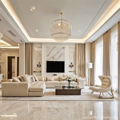modern and stylish living room design in white and light cream tones ...