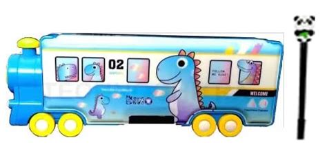 TECHNOCHITRA® Bus Shape Dual Sided Pencil Box with Wheels and 3D Gel ...