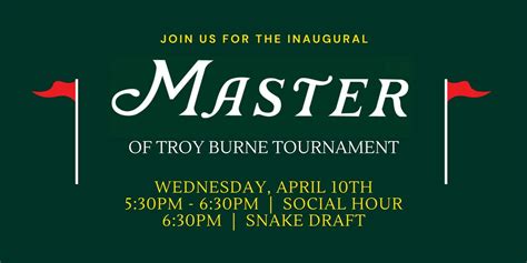 Master of Troy Burne | The First Inaugural Masters Golf Event, Troy ...