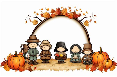 Whimsical Pilgrims Clip Art Scene Clip A happy thanksgiving clip art ...