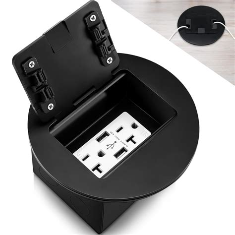 Kanayu Recessed Floor Outlet 3.98"x3.66"x3.15" 1-Gang with 4.8A USB ...