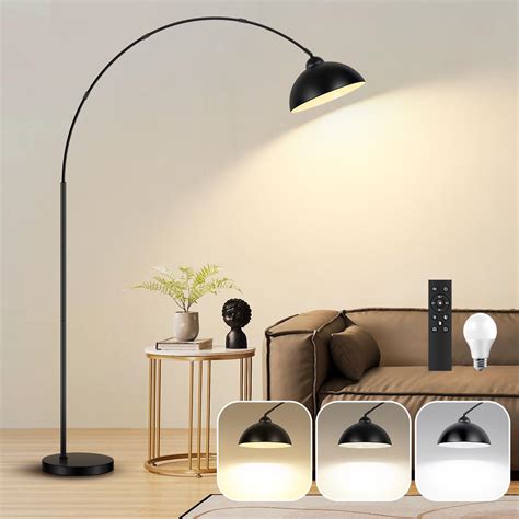 Arc Floor Lamp for Living Room with Remote, Black Standing Lamp with ...