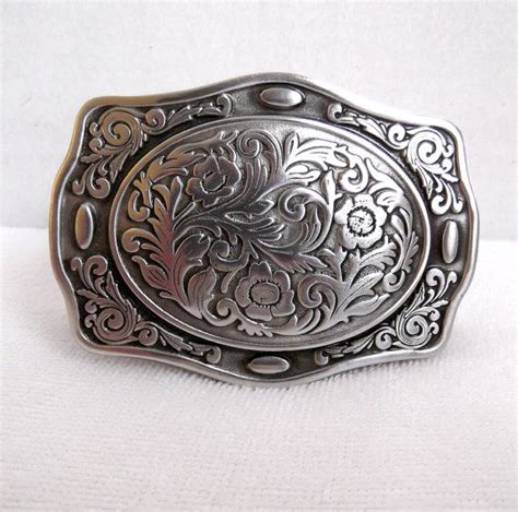 Pewter Floral Scroll Western Belt Buckle by LaBelleBead
