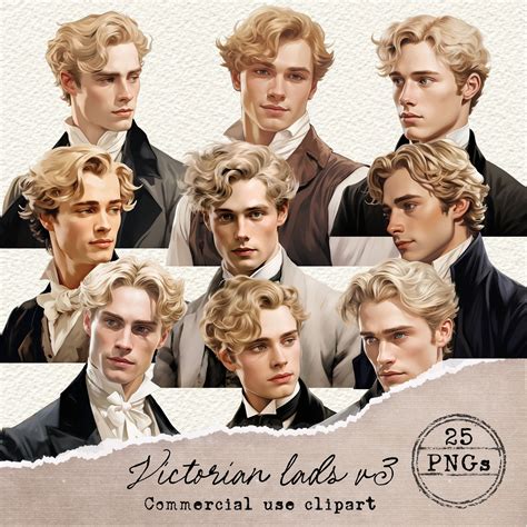 Victorian Men Clipart, Handsome Men, Dark Academia Clipart, Blonde Boy ...