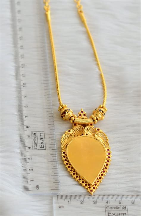 Gold tone pink-green gopi kerala style lakshmi necklace set dj-45449 ...