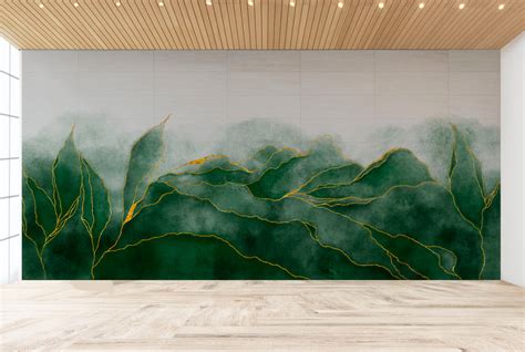 Green Leaf Marble Effect Wallpaper – Myindianthings