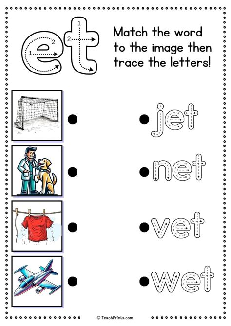 Free 'et' Word Family Worksheets - Teach Prints