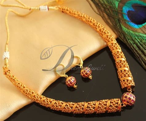 DREAMJWELL - Gorgeous Matte Finish Real Kemp Ball Designer Necklace Se ...