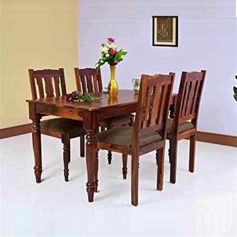 WOODY Furniture™ Solid Wood Dining Table 4 Seater Set | Wooden Dining ...