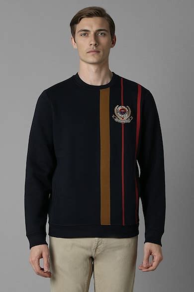 Buy Men Casual Black Print Sweatshirt Online - 39692073 | Louis Philippe