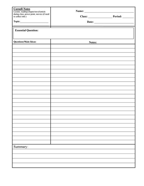 Image result for OneNote Cornell Notes Template