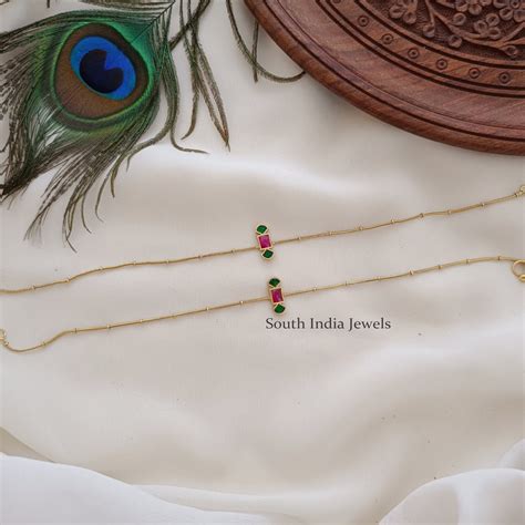 Stylish Jadau Kemp Anklet - South India Jewels