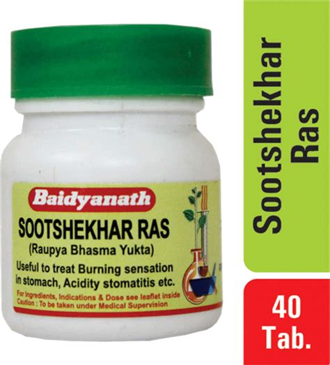 Buy BAIDYANATH NAGPUR SOOTSHEKHAR RAS 40 TABLETS (PACK OF 2) Online ...