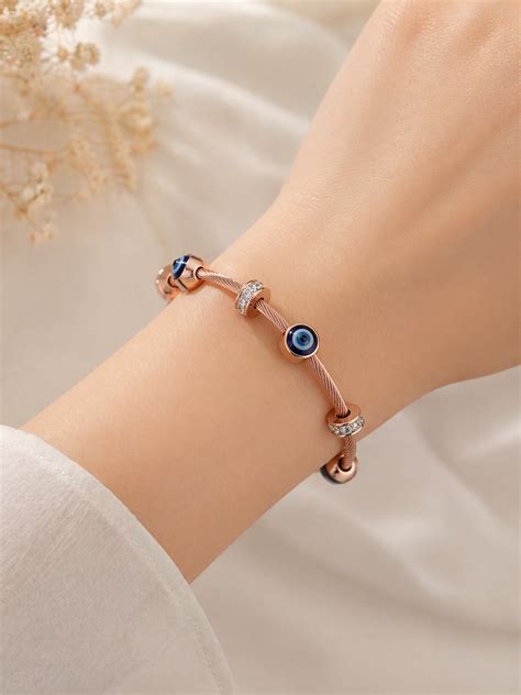 Anti Tarnish Rose gold Evil Eye Bracelet – Celestia Jewels
