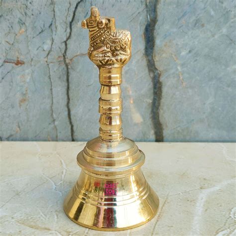 Brass Puja Hand Bell, Puja Bell, Handcrafted Mandir Bell, for Temple ...