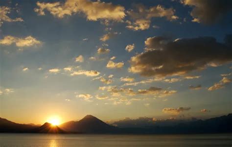 Wallpaper the sky, clouds, landscape, mountains, heaven, sunset sun ...