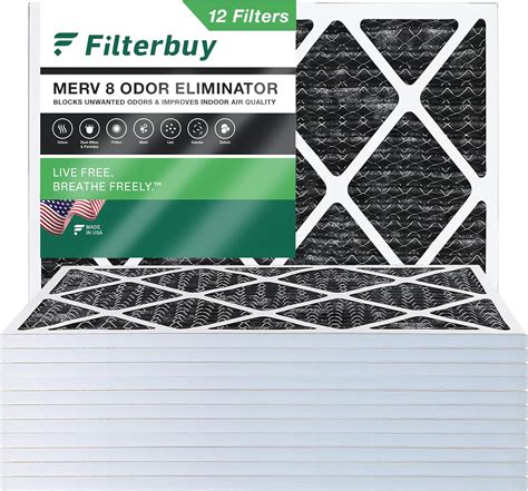 Filterbuy 16x20x1 Air Filter MERV 8 Odor Eliminator (12-Pack), Pleated ...