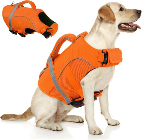 Amazon.com : Queenmore Large Dog Life Jacket, Adjustable Ripstop Dog ...