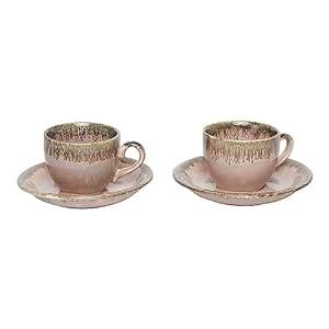 Buy AMALFIEE Sarvottam 240ml Ceramic Tea Cup and Saucer Set of 4 ...