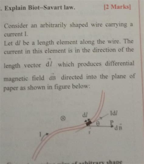 with the help of suitable diagram state the expression for Biot Savart ...