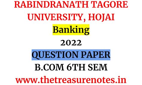Banking Question Paper' 2022 | B.com 6th Sem | (RTU) Rabindranath ...