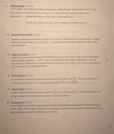 Sliding Ladder (11 ﻿points)A 13 ﻿ft ladder rests | Chegg.com