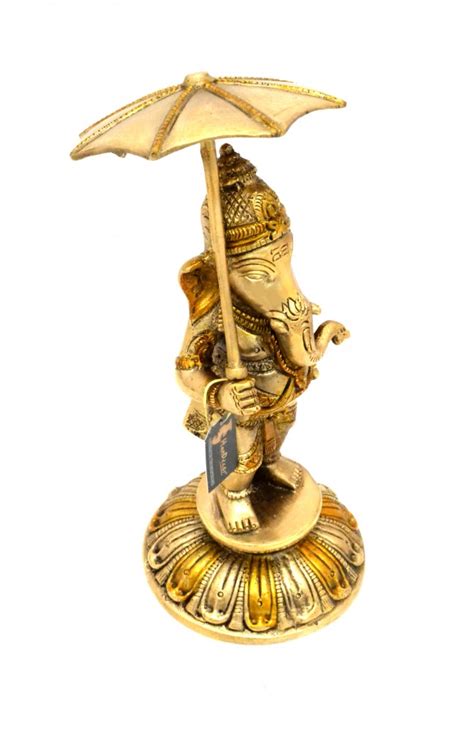 Buy Ganesha Holding Umbrella Brass Showpiece Brass Showpiece Online at ...