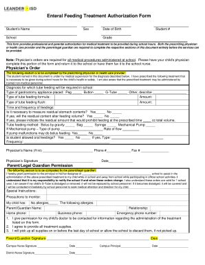 Fillable Online Enteral Feeding Treatment Authorization Form Fax Email ...