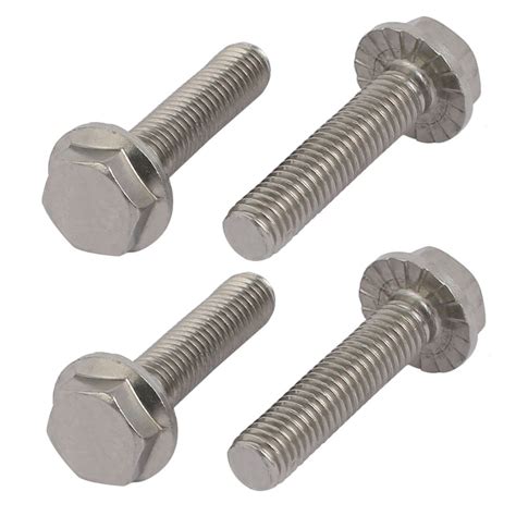 sourcingmap M8x35mm Thread 304 Stainless Steel Hex Head Serrated Flange ...