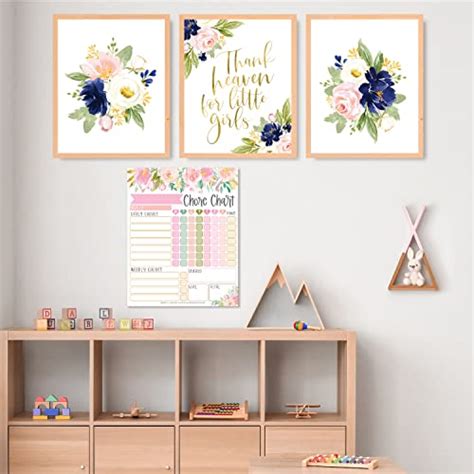 Buy Hadley Designs 6 Reversible Floral Wall Decor Prints Nursery Decor ...