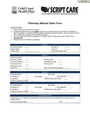 Pharmacy Manual Claim Form - Blank Fillable Template | Fill Out, Print ...