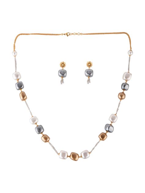 Priyaasi Triple Toned Seme Precious Stone Jewellery Set