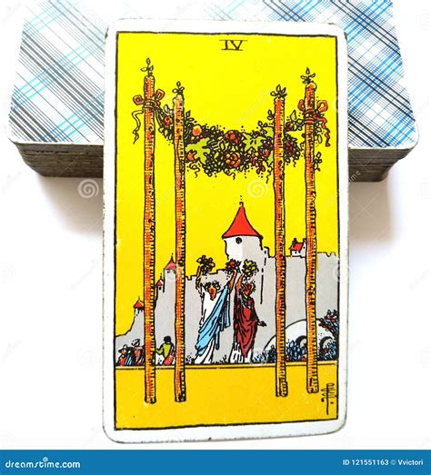 4 Four of Wands Tarot Card stock image. Image of stability - 121551163