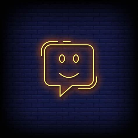 Rosto ligeiramente sorridente emoji símbolo sinal de néon vetor | Vetor ...