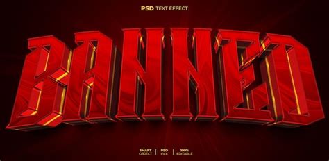Banned 3d editable text effect | Premium PSD