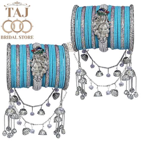Indian Wedding Bangles Set With Beautiful Peacock and Jhoola Latkan ...