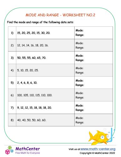 Mode And Range - Worksheet No.2 | Worksheets | Math Center