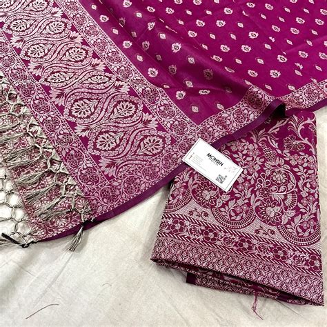 Purple Angoori Jaal Cotton Silk Banarasi Suit – Mohsin Textiles