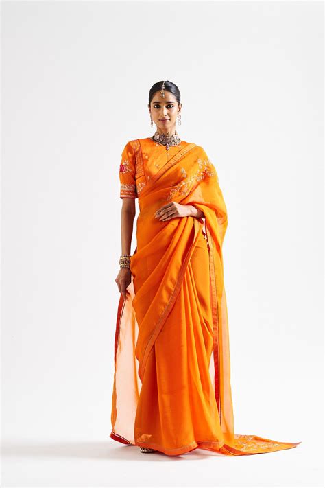 Natalie Saree Set - Orange – Issa Studio