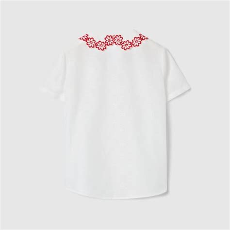 Children's GG cotton jacquard shirt in white | GUCCI® US
